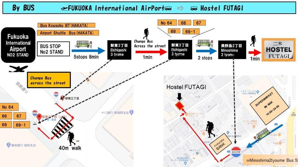 ホステル二木 Hostel Futagi ゲストハウス Фукуока Екстериор снимка